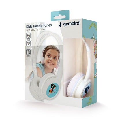 Gembird MHP-JR-W Kids Headphones - Volume Limiter - On-Ear - White