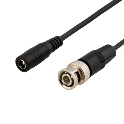 DELTACO MM-82H coaxial cable with BNC and power, BNC Male-Male, 2.1mm DC plug, 50m, black