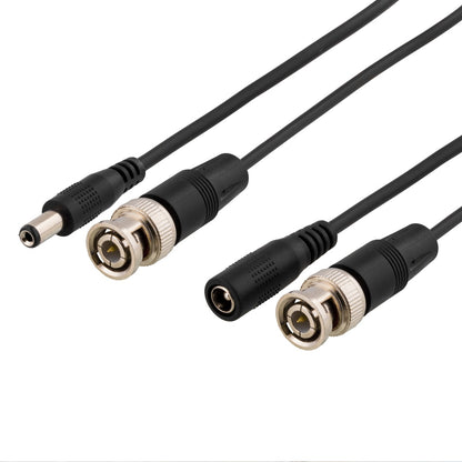 DELTACO MM-82H coaxial cable with BNC and power, BNC Male-Male, 2.1mm DC plug, 50m, black