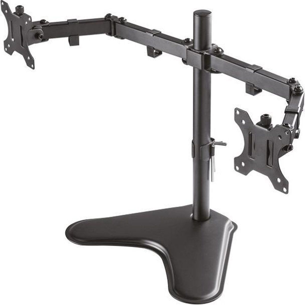 NÖRDIC MS-01 Universele monitorbeugel, Dubbele schermen, 13-27 inch, Max 8 kg per arm, Roteerbaar en kantelbaar, Zwart