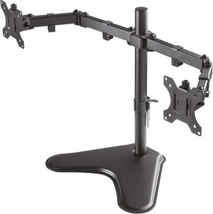 NÖRDIC MS-01 Universele monitorbeugel, Dubbele schermen, 13-27 inch, Max 8 kg per arm, Roteerbaar en kantelbaar, Zwart