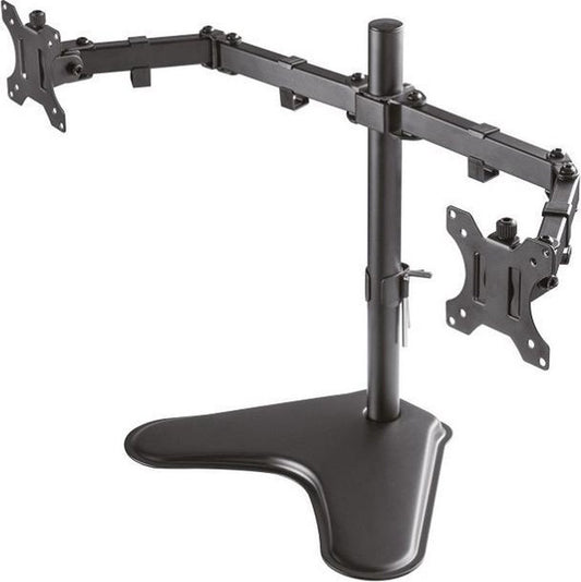 NÖRDIC MS-01 Universele monitorbeugel, Dubbele schermen, 13-27 inch, Max 8 kg per arm, Roteerbaar en kantelbaar, Zwart