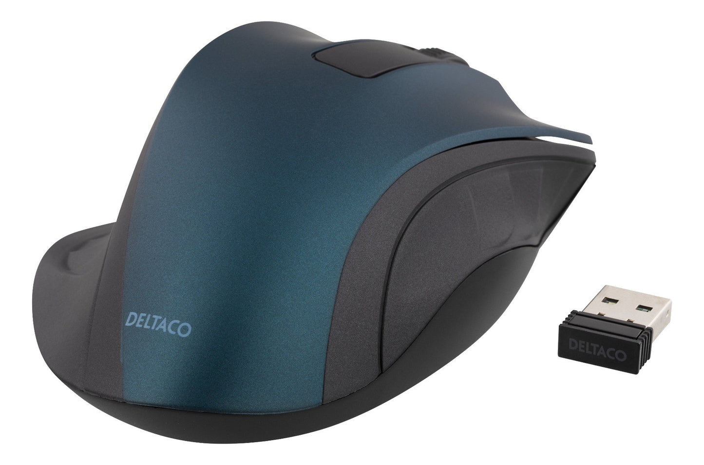 DELTACO MS-708 Wireless Optical Mouse 1200 DPI - Ergonomic - Blue