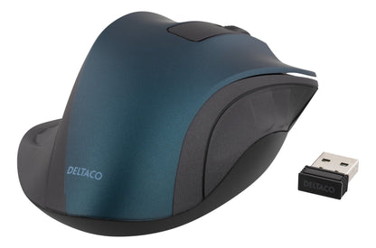 DELTACO MS-708 Wireless Optical Mouse 1200 DPI - Ergonomic - Blue