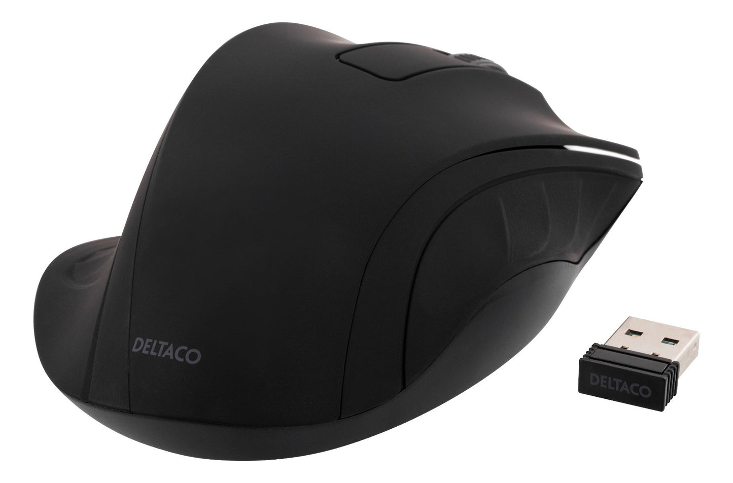 DELTACO MS-710 Wireless Optical Mouse 1200 DPI - Ergonomic - Black