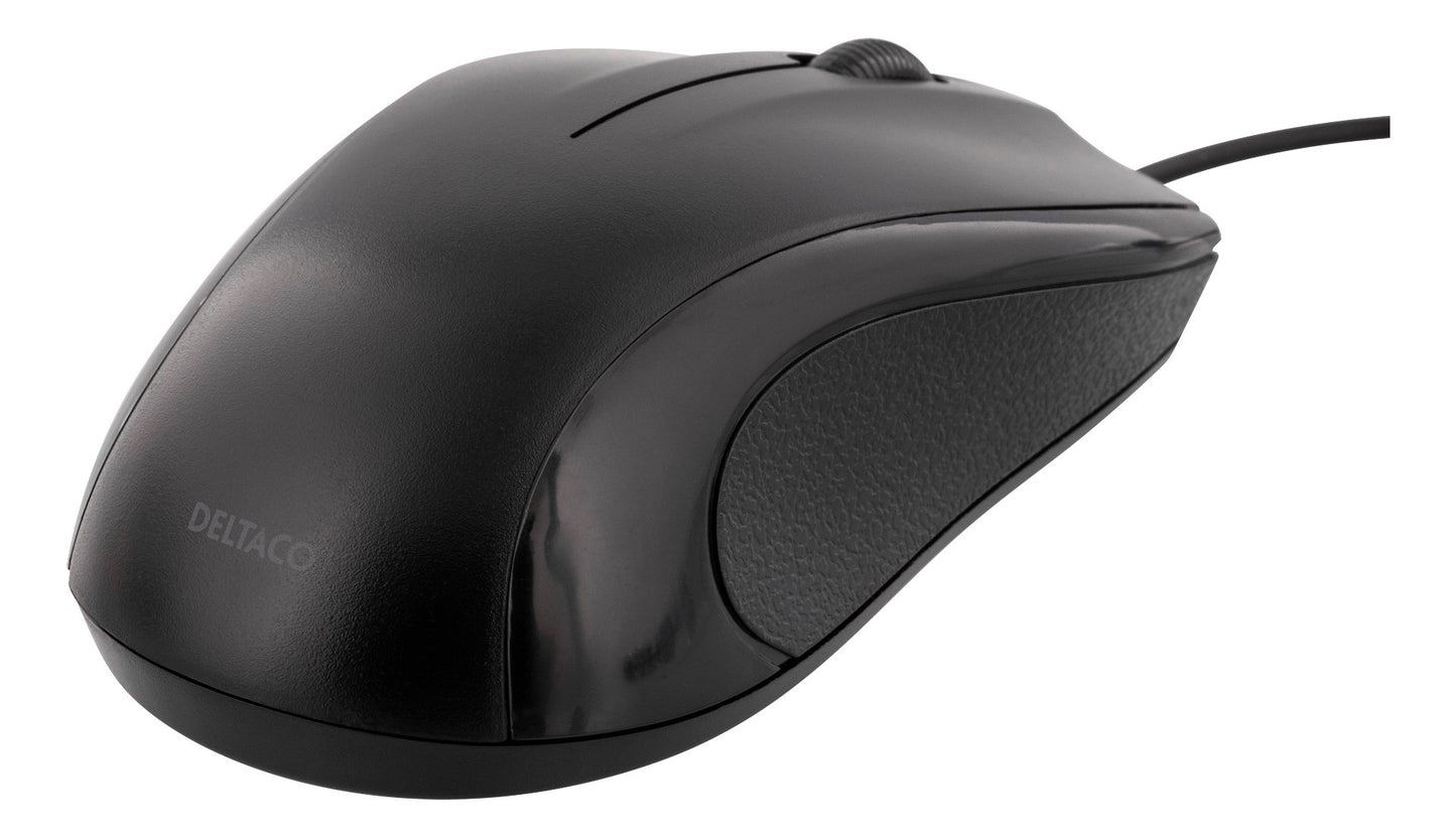 DELTACO MS-711 Optical Mouse 1200 DPI - Wired - Black
