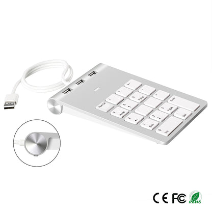 NÖRDIC NK622 USB Numeriek Toetsenbord - 18 Toetsen - Geschikt voor Windows - 3x USB - Zilver