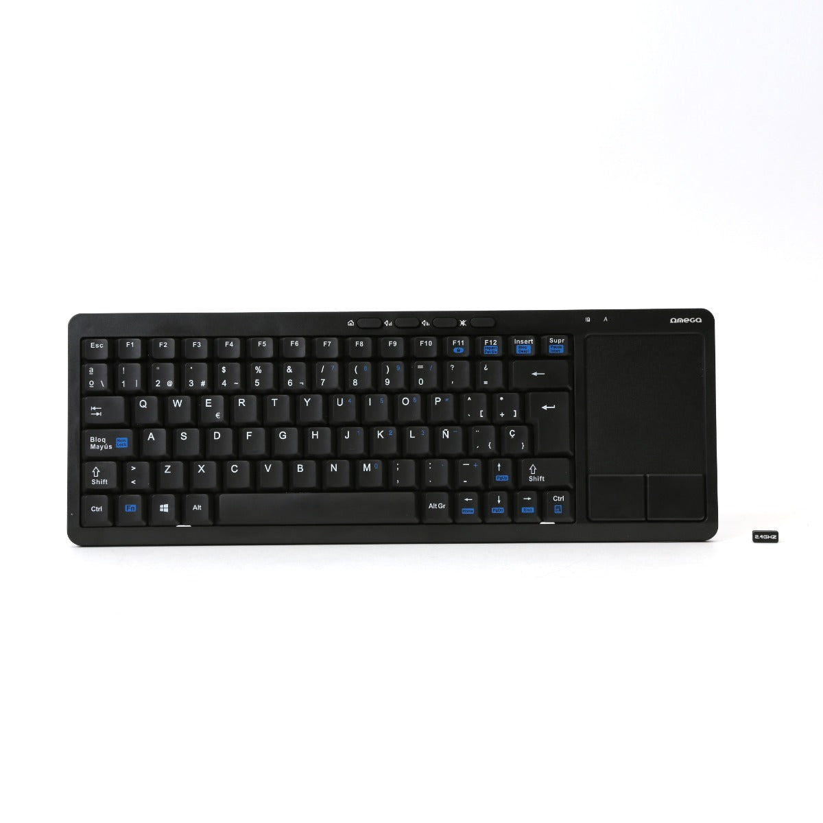 Omega OKB004BES Draadloze toetsenbord met touchpad - Voor Smart Tv's, Computers & Consoles - Zwart
