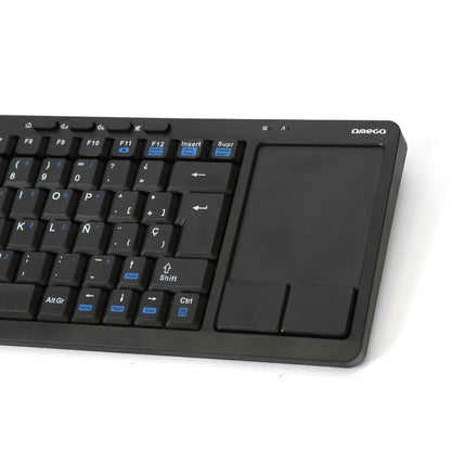 Omega OKB004BES Draadloze toetsenbord met touchpad - Voor Smart Tv's, Computers & Consoles - Zwart