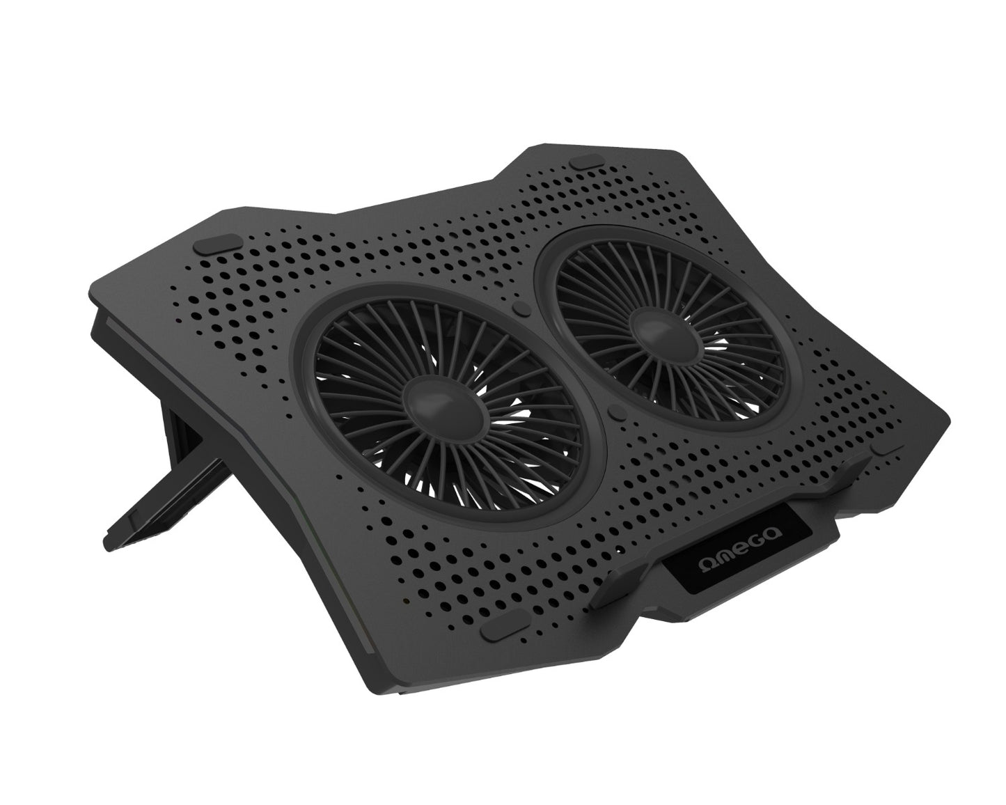 OMEGA OMNCP2FB Gaminig Laptopkoeler met 2 ventilatoren - 10" - 18" inch - Zwart