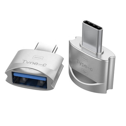 NÖRDIC OTG-C12 OTG USB-A naar USB-C adapter - USB3.1 - 5 Gbps - 1 Stuk - Zilver
