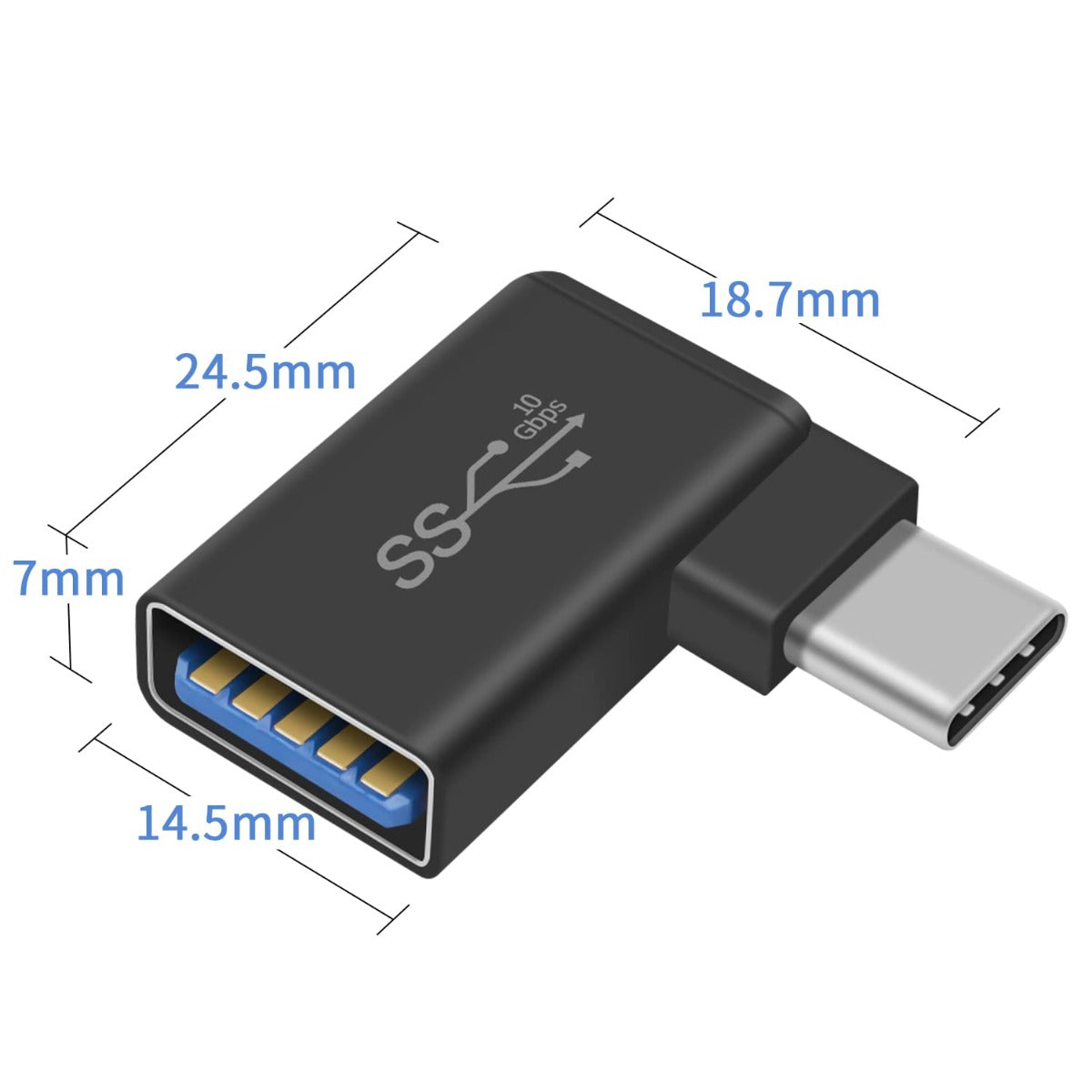 NÖRDIC OTG-C14 USB-A 3.1 OTG female to USB-C male adapter - Right angle adapter - 5Gbps - Black