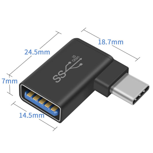 NÖRDIC OTG-C14 USB-A 3.1 OTG female to USB-C male adapter - Right angle adapter - 5Gbps - Black