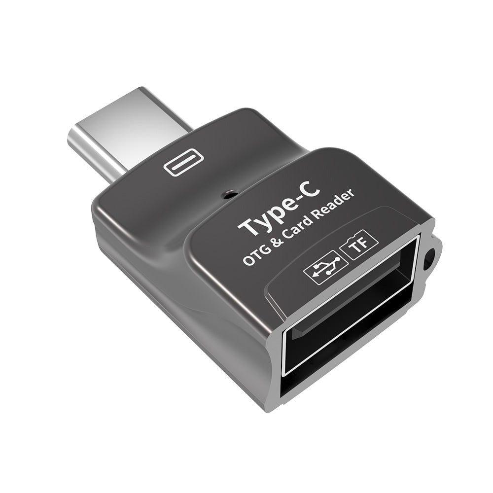 NÖRDIC OTG-C9 OTG USB-A to USB-C adapter - USB3.1 - Card reader 2TB - Gray