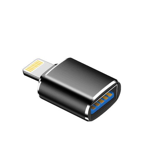 NÖRDIC OTG-LGNG USB-A naar Lightning OTG adapter, USB3.0, Zwart