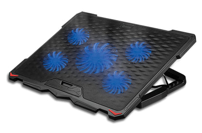 Platinet PLCP5FB Laptopkoeler - 10”-17.3” Inch - Hoogte verstelbaar - 5 Ventilators - 2xUSB - Zwart