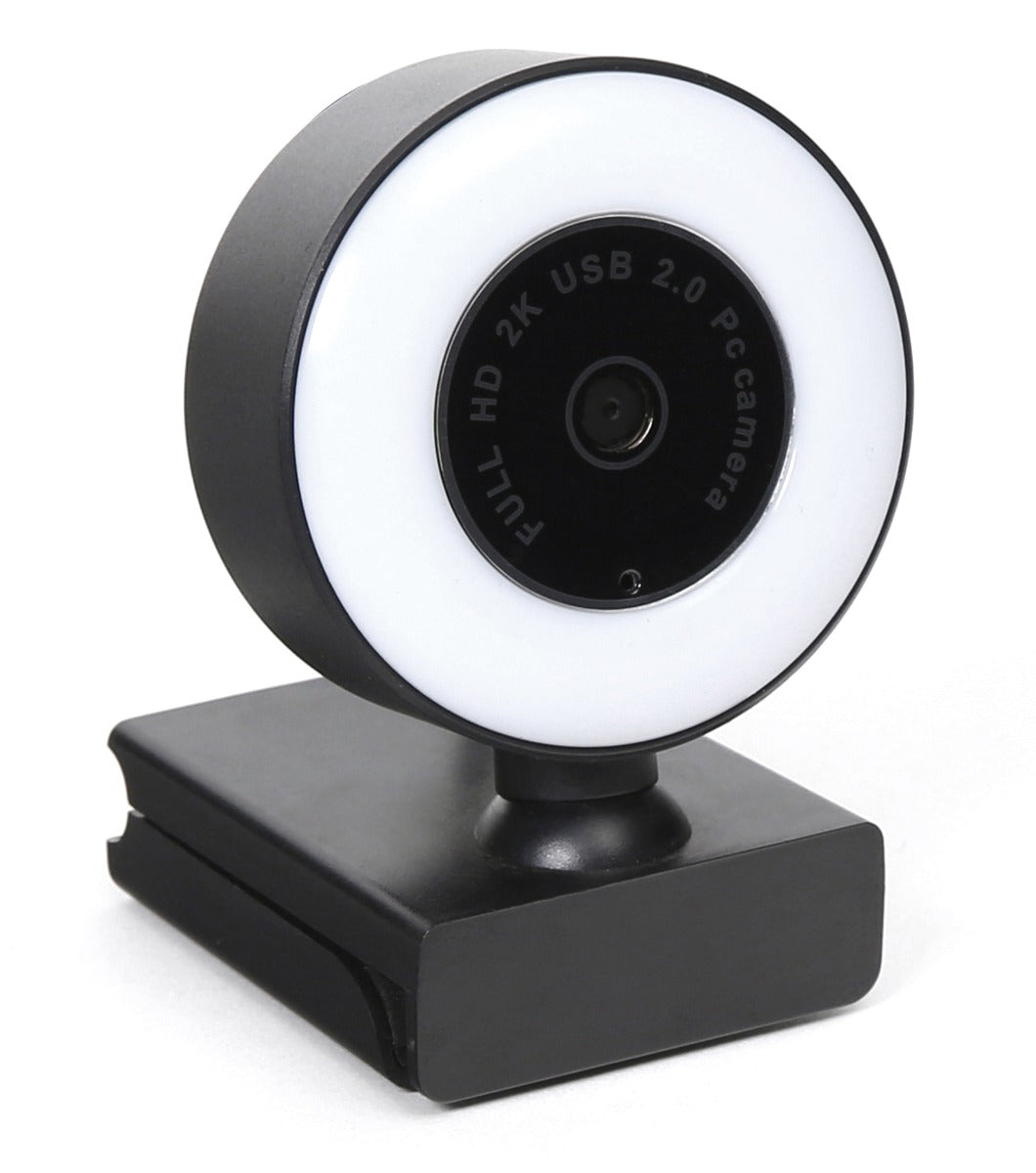 Platinet PCWC2KAF Webcam met microfoon - Voor PC, laptop - ingebouwd LED licht - Zwart/Wit