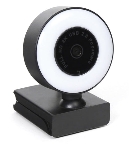 Platinet PCWC2KAF Webcam met microfoon - Voor PC, laptop - ingebouwd LED licht - Zwart/Wit