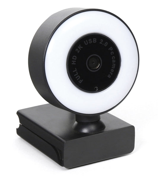 Platinet PCWC2KAF Webcam met microfoon - Voor PC, laptop - ingebouwd LED licht - Zwart/Wit