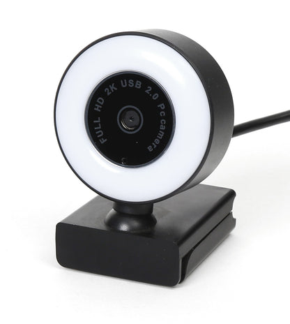 Platinet PCWC2KAF Webcam met microfoon - Voor PC, laptop - ingebouwd LED licht - Zwart/Wit