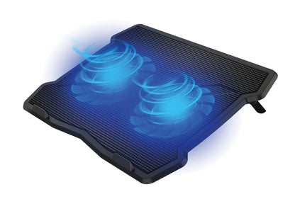 Platinet PLCP2FB Laptopkoeler - 10”-15.6” Inch - Hoogte verstelbaar - 2 Ventilators - 2xUSB - Zwart