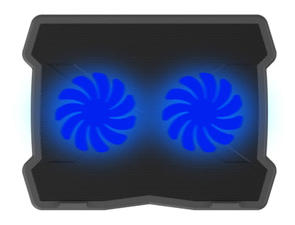 Platinet PLCP2FB Laptopkoeler - 10”-15.6” Inch - Hoogte verstelbaar - 2 Ventilators - 2xUSB - Zwart