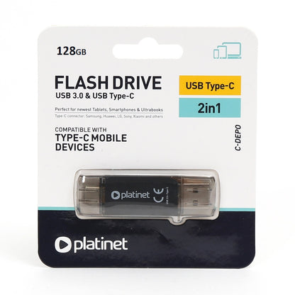 Platinet PMFC128B USB en USB-C flash drive 128GB - Zwart