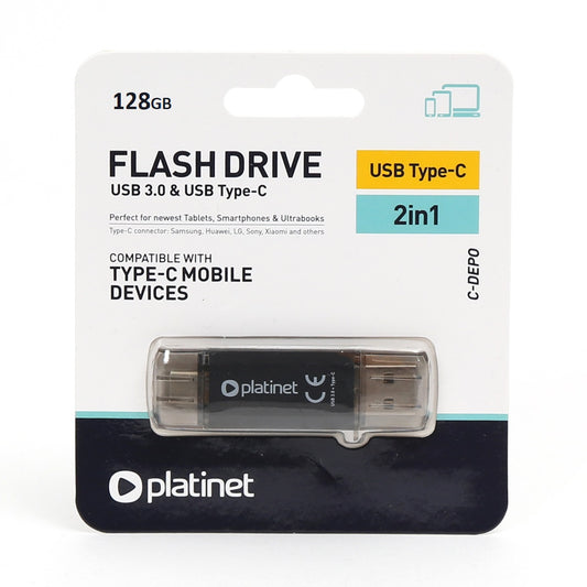 Platinet PMFC128B USB en USB-C flash drive 128GB - Zwart