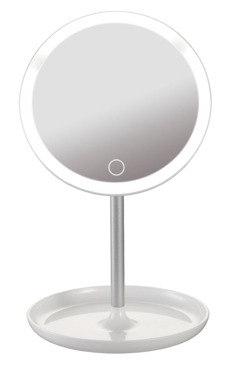 Platinet PMLY7W Cosmetic Mirror - With LED Lighting - Make Up - Round - Adjustable Stand