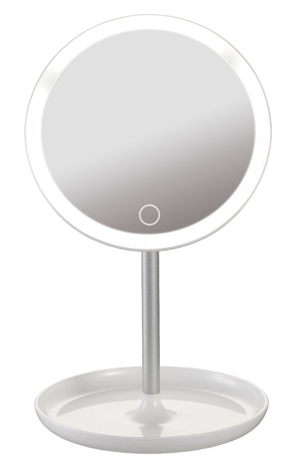 Platinet PMLY7W Cosmetic Mirror - With LED Lighting - Make Up - Round - Adjustable Stand