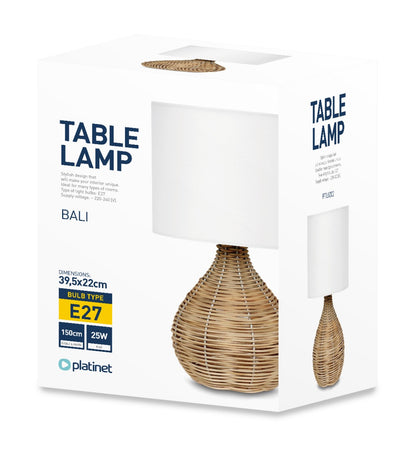 Platinet PTL0202 Table lamp - E27 maximum 25W - Rattan base - 1.5m cable - White