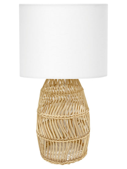 Platinet PTL1058 Tafel lamp - E27 maximaal 25W - Rotan voet - 1,5m kabel - Wit