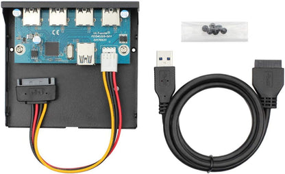 NÖRDIC RAM-101 PC frontpaneel - 3,5-inch - 4x USB3.0 - 5 Gbps - 20-pins aansluiting - Zwart