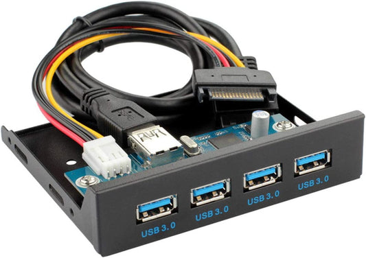 NÖRDIC RAM-101 PC frontpaneel - 3,5-inch - 4x USB3.0 - 5 Gbps - 20-pins aansluiting - Zwart
