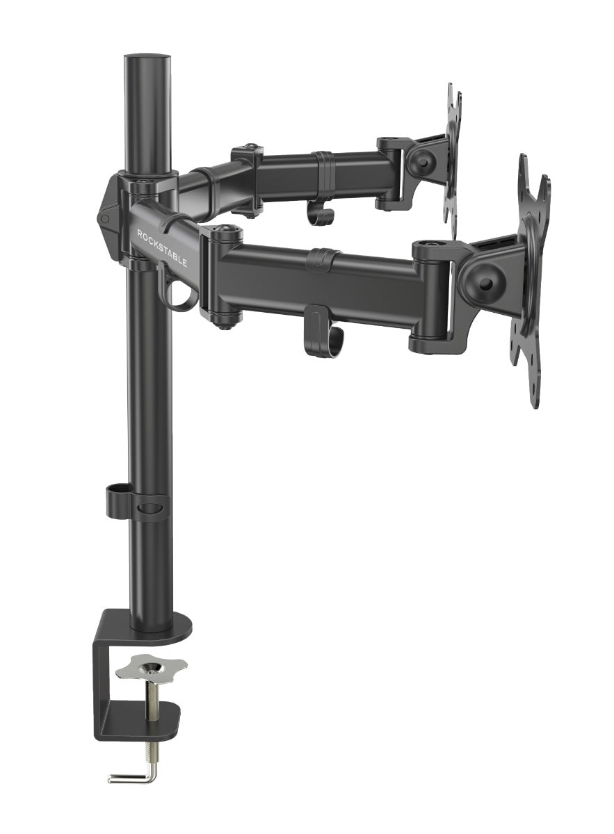 ROCKSTABLE RS-MM003 Monitor arm - Voor 2 schermen - Draai- en kantelbaar - 13-27" inch - Zwart