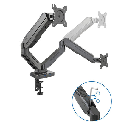 ROCKSTABLE RS-MM007 Monitor arm - Voor 2 schermen - Draai- en kantelbaar - Met USB 3.0 poorten - 13-27" inch - Zwart