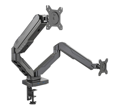 ROCKSTABLE RS-MM007 Monitor arm - Voor 2 schermen - Draai- en kantelbaar - Met USB 3.0 poorten - 13-27" inch - Zwart