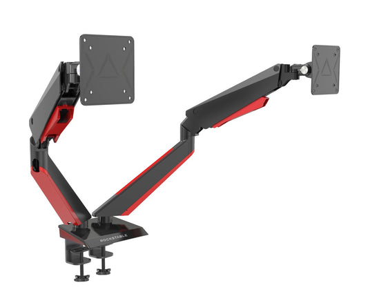 ROCKSTABLE RS-MM009 Monitor arm - Voor 2 schermen - Draai- en kantelbaar - LED Verlichting - 15-32" inch - Zwart