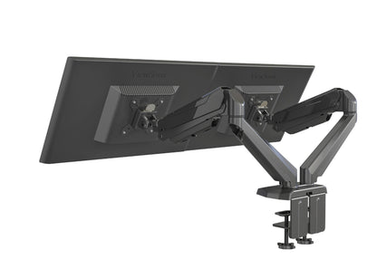 ROCKSTABLE RS-MM011B Monitor arm - Voor 2 schermen - Draai- en kantelbaar - USB 3.0 poort - Microfooningang en audio-uitgang 13-32" inch - Zwart