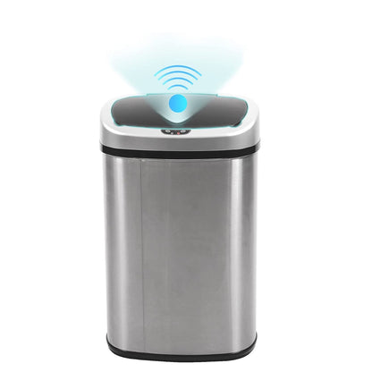 FDW TC-1350R-SS Sensor Bin - Automatic Touchless Trash Can - 50 Liter - Stainless Steel - Silver