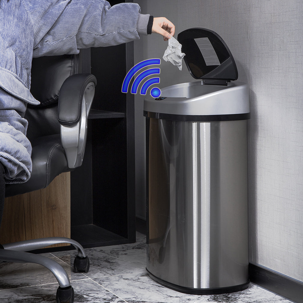 FDW TC-1350R-SS Sensor Bin - Automatic Touchless Trash Can - 50 Liter - Stainless Steel - Silver