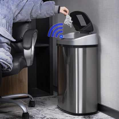 FDW TC-1350R-SS Sensor Bin - Automatic Touchless Trash Can - 50 Liter - Stainless Steel - Silver