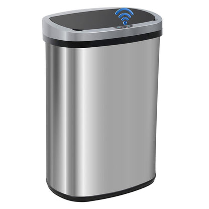 FDW TC-1350R-SS Sensor Bin - Automatic Touchless Trash Can - 50 Liter - Stainless Steel - Silver