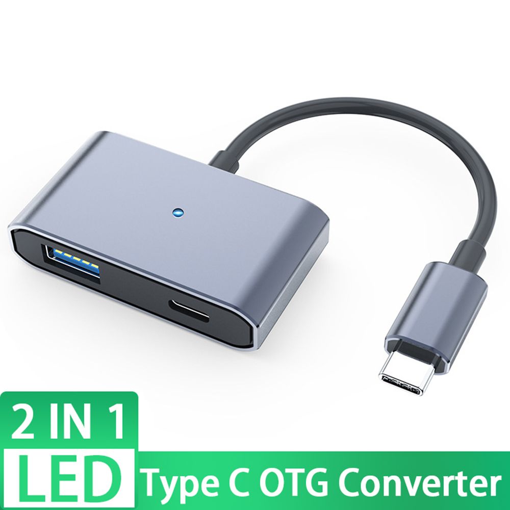 NÖRDIC USBC-HUB19 USB-C naar USB-A 3.0 OTG Adapter - 5V 3A - 5Gbps - Power Delivery