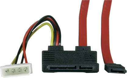 DELTACO SATA-05C, Slim SATA to 2p Molex 5v + SATA 7p angled - 50cm