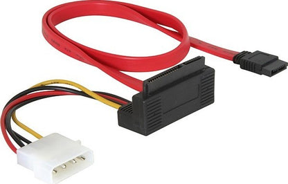 DELTACO SATA-05C, Slim SATA to 2p Molex 5v + SATA 7p angled - 50cm