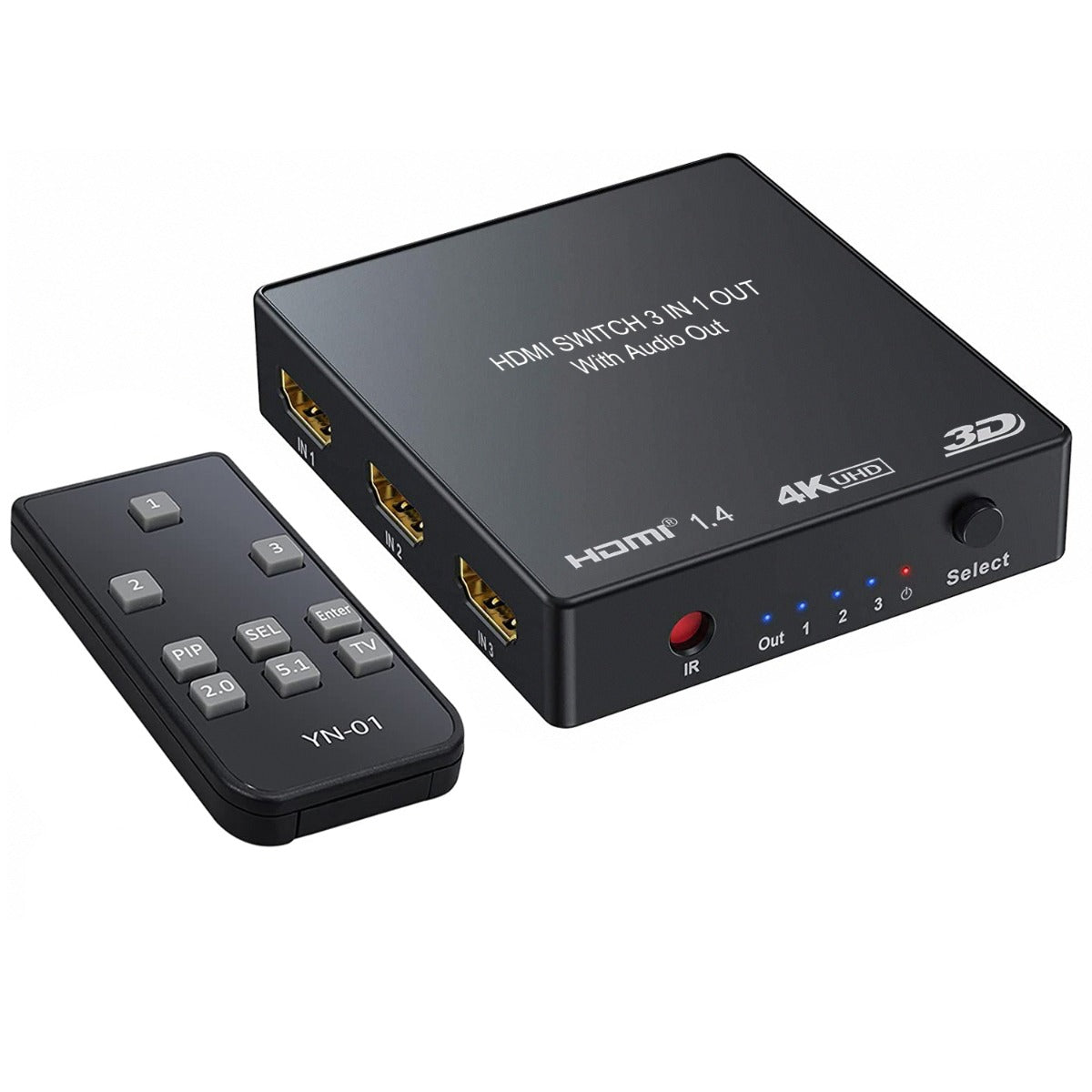 NÖRDIC SGM-111 HDMI-switch 3 input naar 1 output - 4K in 30Hz -Met audio output - Zwart