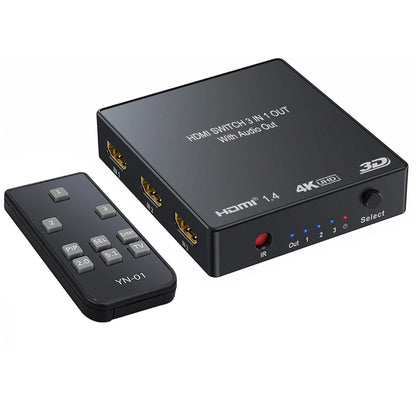 NÖRDIC SGM-111 HDMI-switch 3 input naar 1 output - 4K in 30Hz -Met audio output - Zwart