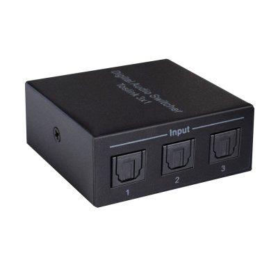 NÖRDIC SGM-131 SPDIF / TOSLINK digitale optische Audio switch 3 X 1, Met afstandsbediening, Zwart