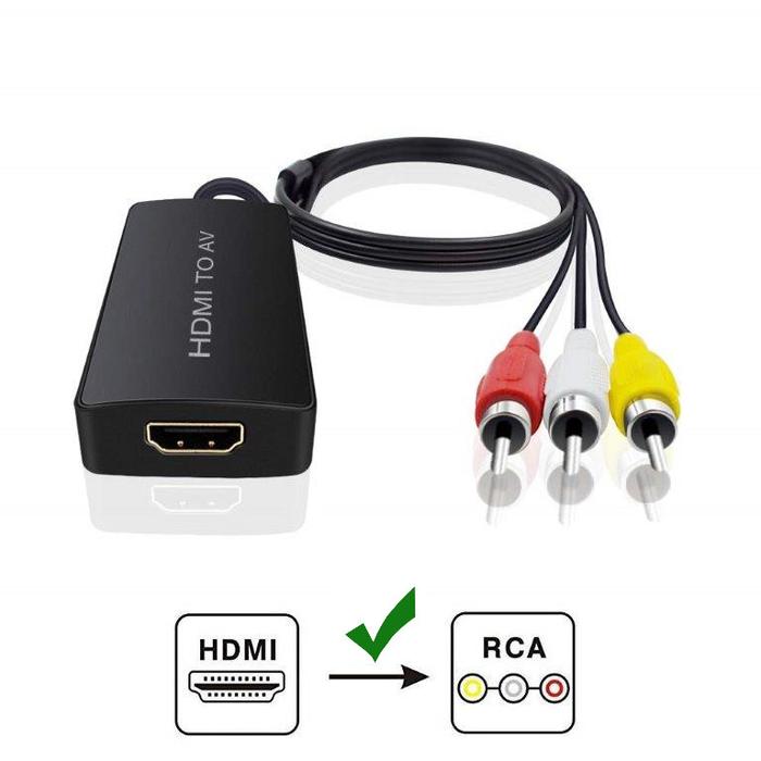 NÖRDIC SGM-137 HDMI to AV Video Converter, 3 RCA AV CVBS -With audio, 720p / 1080p, 1 meter, Black